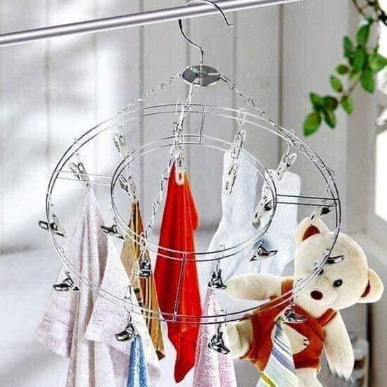 Móc dù treo quần áo trẻ em hình tròn 20 cái kẹp- móc inox treo quần áo trẻ em hàng loại 1- móc treo đồ trẻ sơ sinh