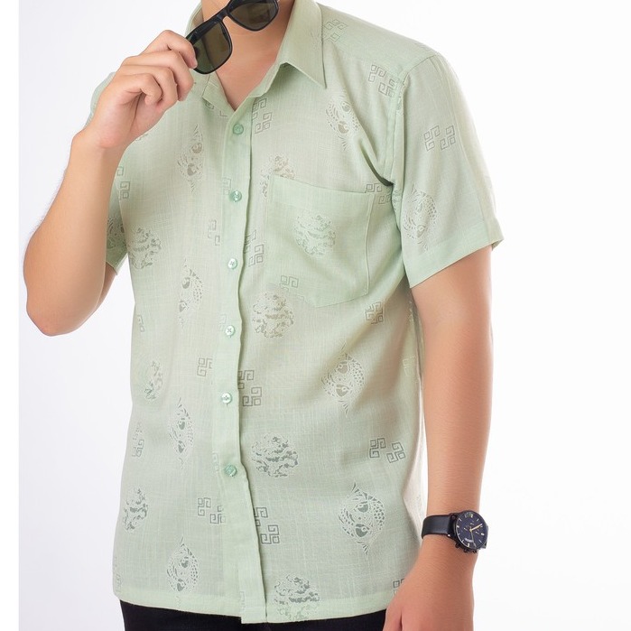 Sale Áo Sơ Mi Nam Đại Gia Ngắn Tay Chất Vải Dày Hoạ tiết, Hoa Văn Dân Gian, Màu Sắc Trung Tính, Không Bao Giờ Lỗi Mốt. ️