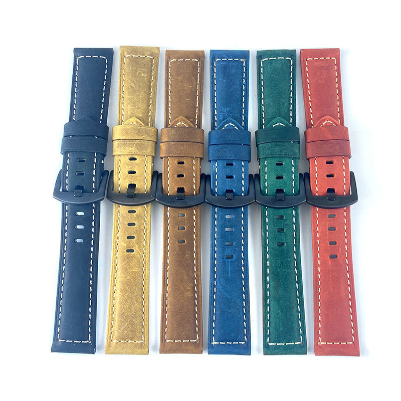 Dây da đồng hồ nam 26mm 24mm 22mm 20mm, dây đồng hồ size 26 24 22 20 mm cực dày da bò thật