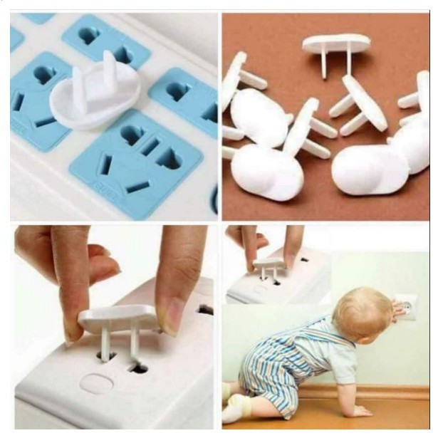 Set 10 nút chặn ổ điện 2 chấu - combo 10 nút bịt ổ cắm điện an toàn cho bé gd73