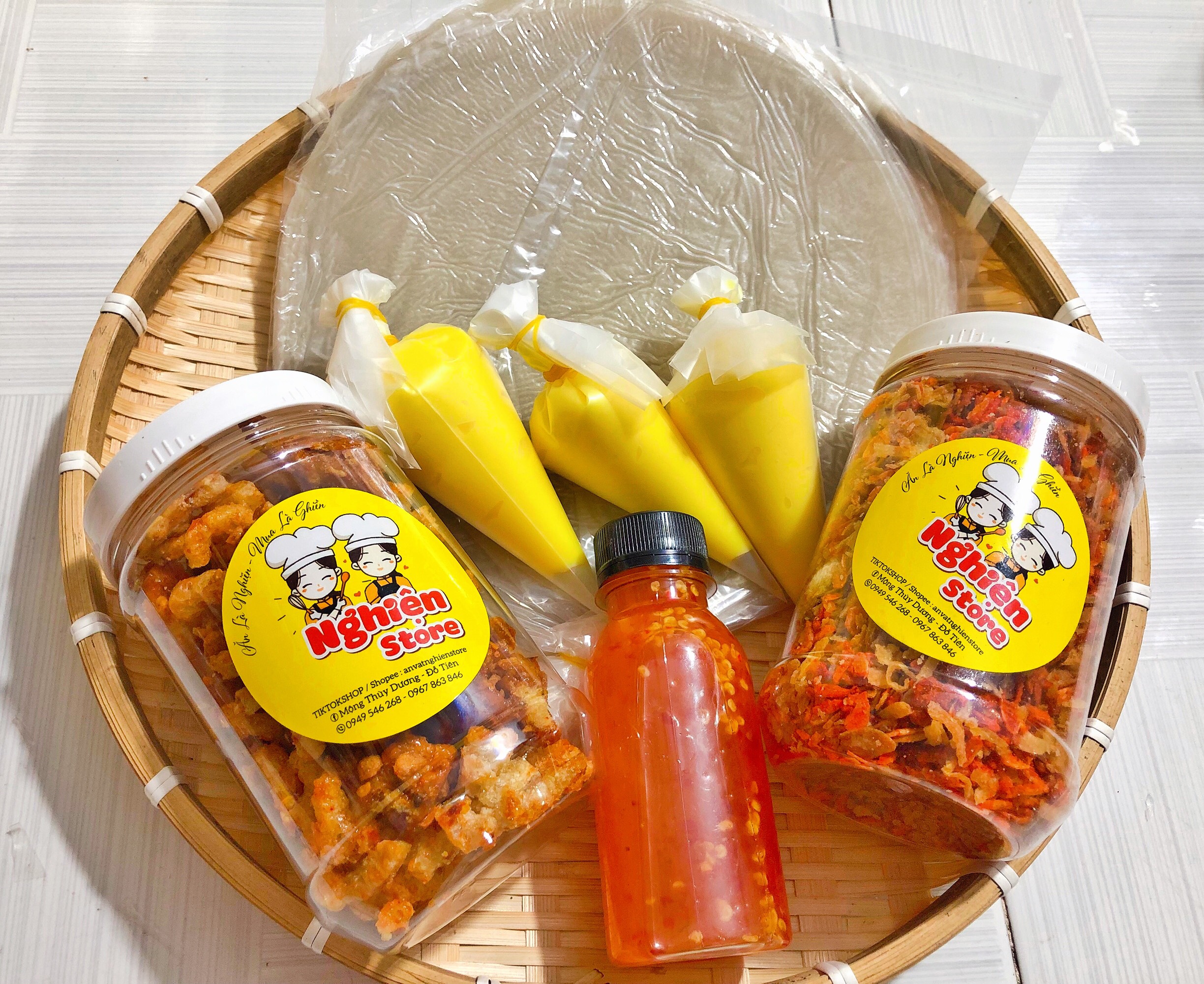Combo tóp mỡ da heo bơ tỏi bánh tráng phơi sương 300gr | nghiện store | freeship