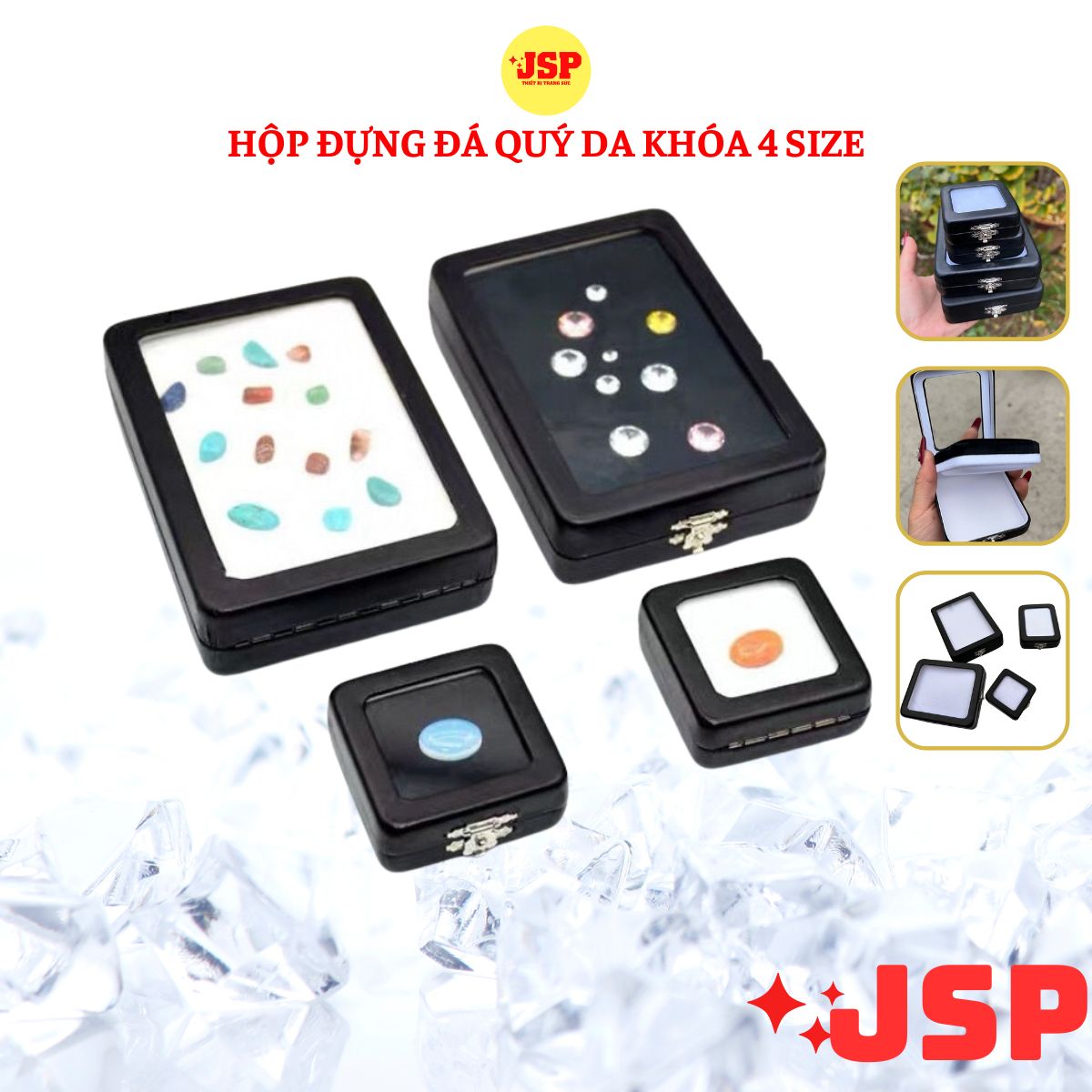 Hộp đựng đá quý da pu có khóa cài chất liệu cao cấp chuyên đựng kim cương đa quý hộp đựng đá đính tranh.