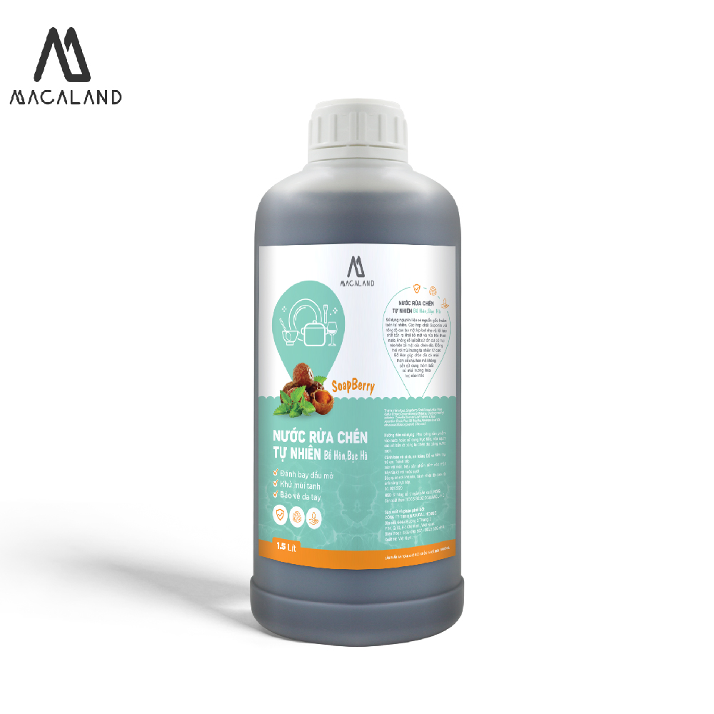 Nước rửa chén tự nhiên chiết xuất Bồ Hòn và tinh dầu Bạc Hà 1000ml MACALAND khử mùi tanh - YOOSOO MALL