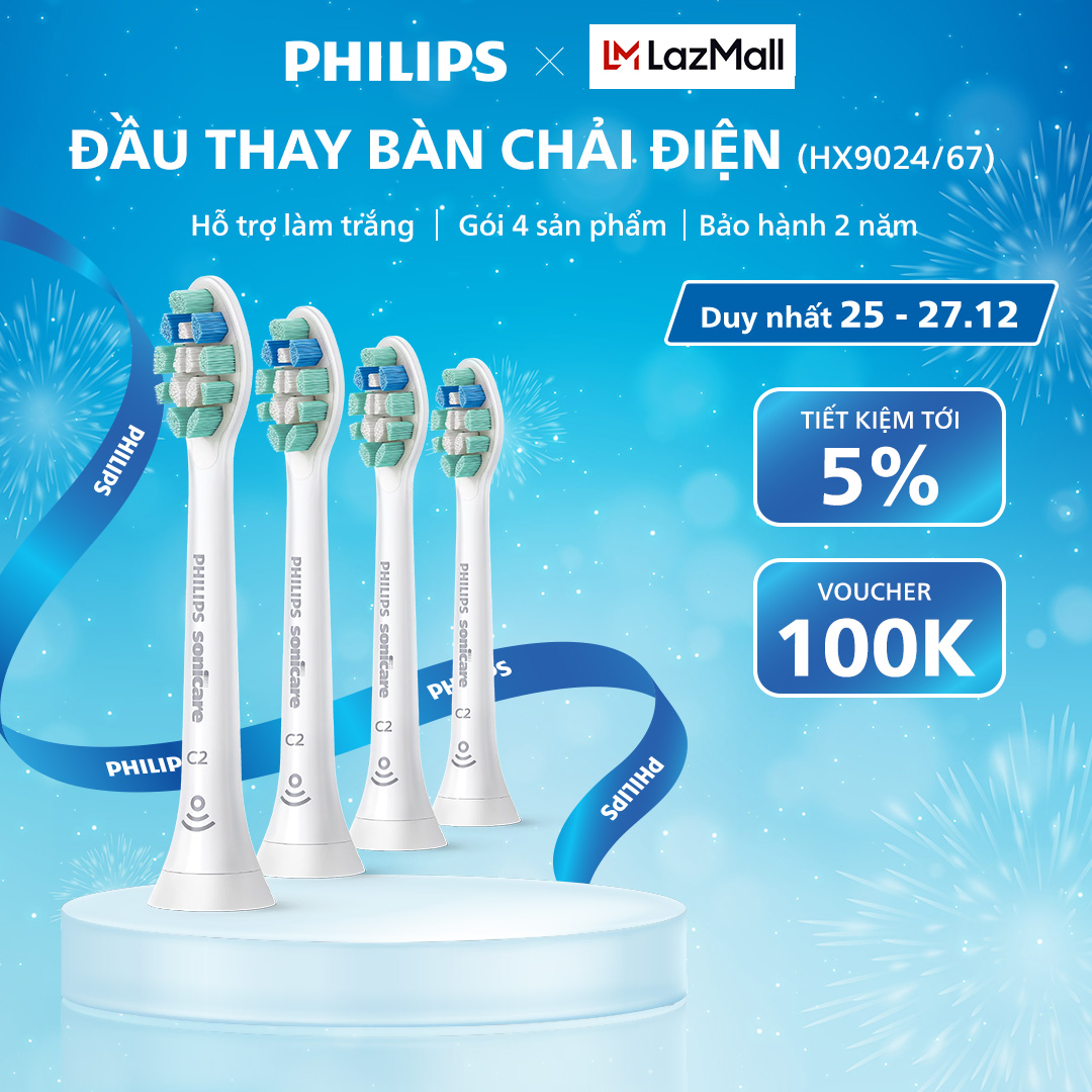  Bộ 4 Đầu Bàn Chải Điện PHILIPS C2 HX9024 67 Hỗ Trợ Làm Sạch Mảng Bám Sản Phẩm Chính Hãng 