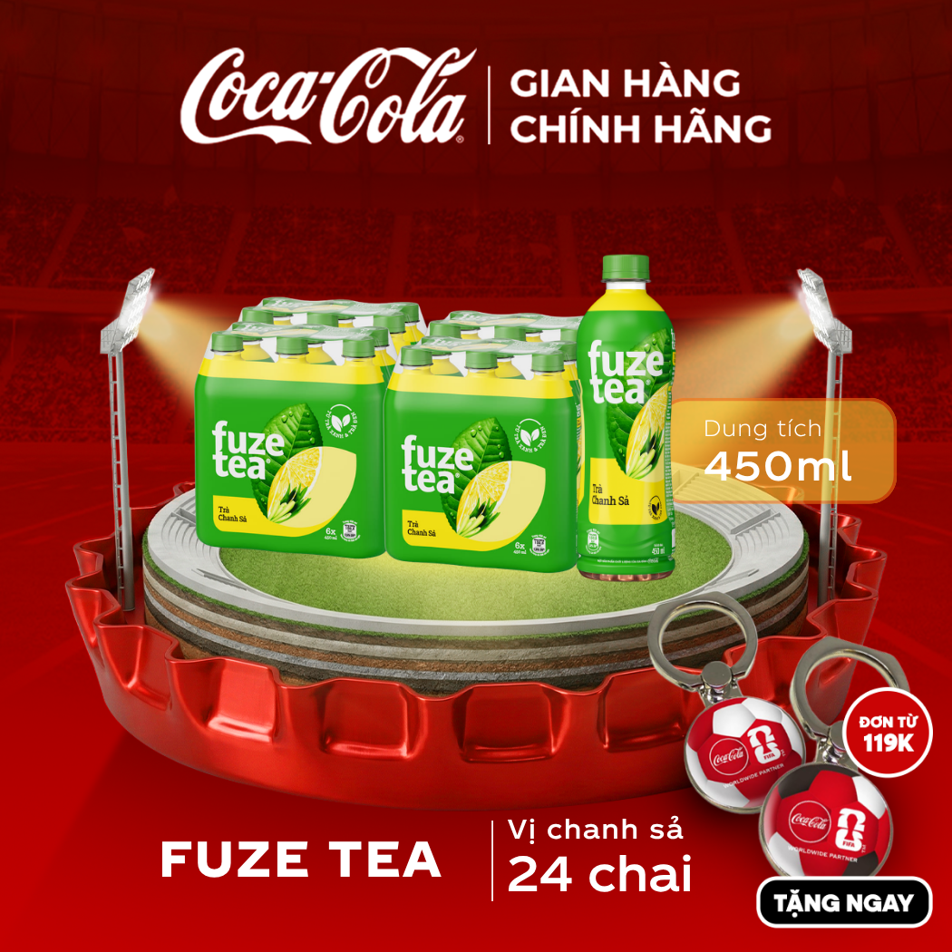 [SIÊU SALE ] Lốc 24 Chai Trà Fuze Tea Chanh Với Sả Chai 450ml/Chai Sale 25.05 Coca-Cola Chính Hãng_LD