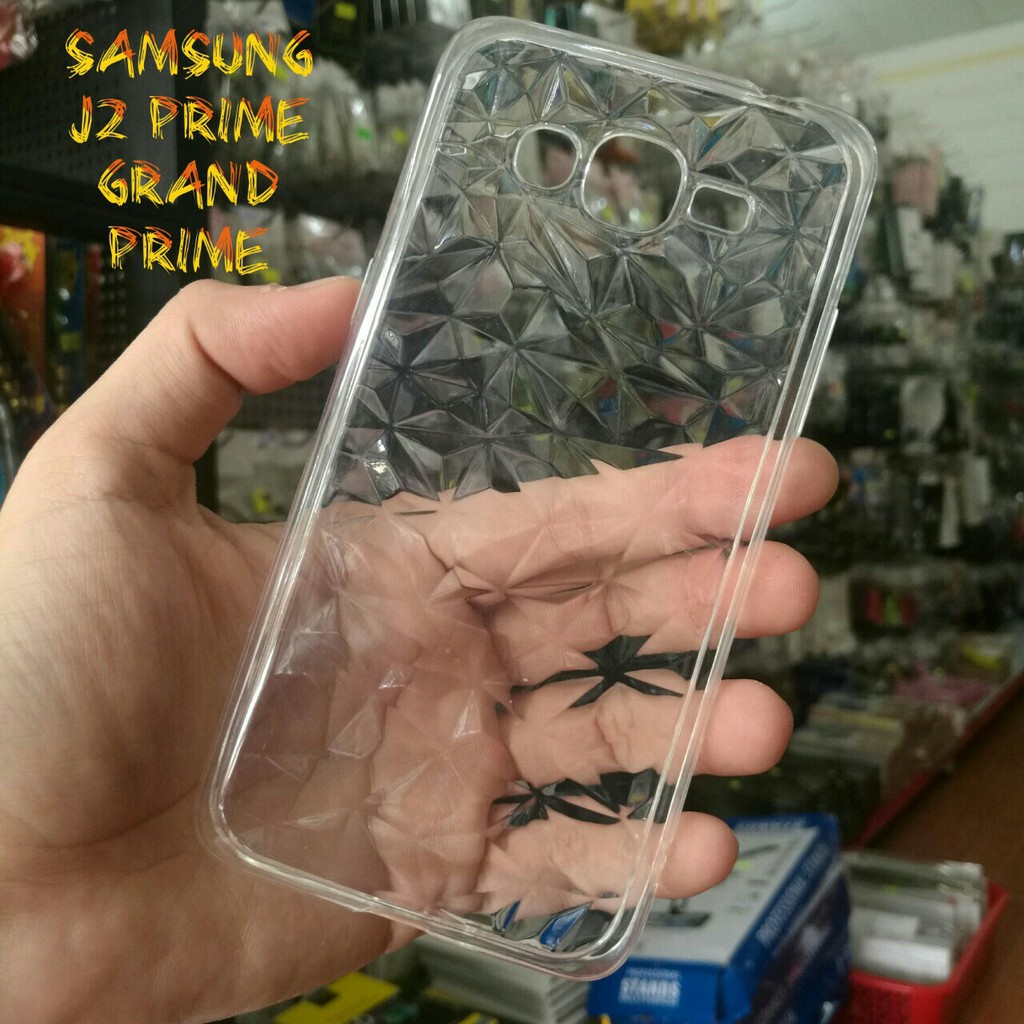 ỐP LƯNG SAMSUNG J2 PRIME/GRAND PRIME DẺO TRONG SUỐT KIM CƯƠNG 3D