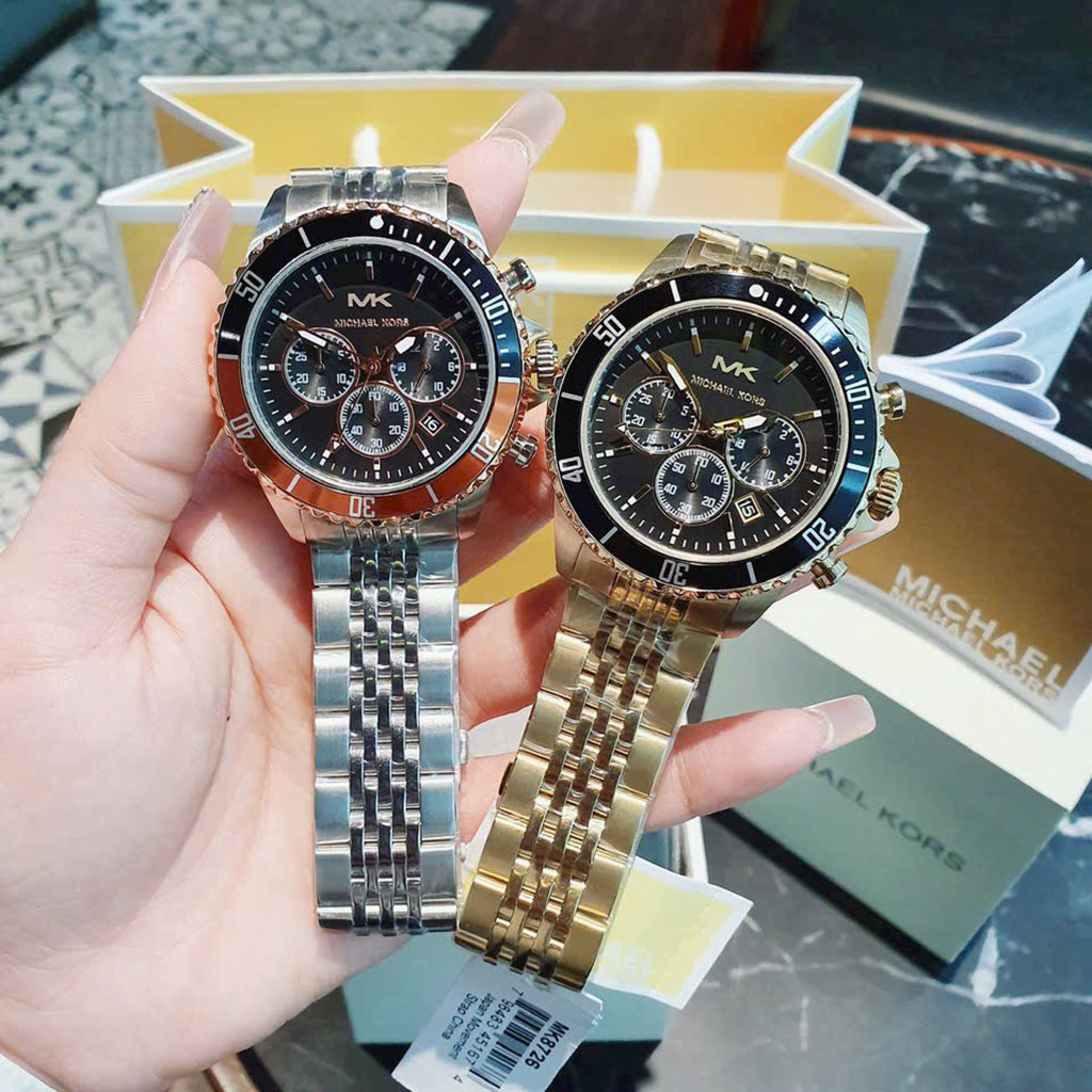 Đồng Hồ Nam MK8725 Máy Cơ automatic 6 kim mặt tròn dây thép Cao Cấp Full Box Hãng