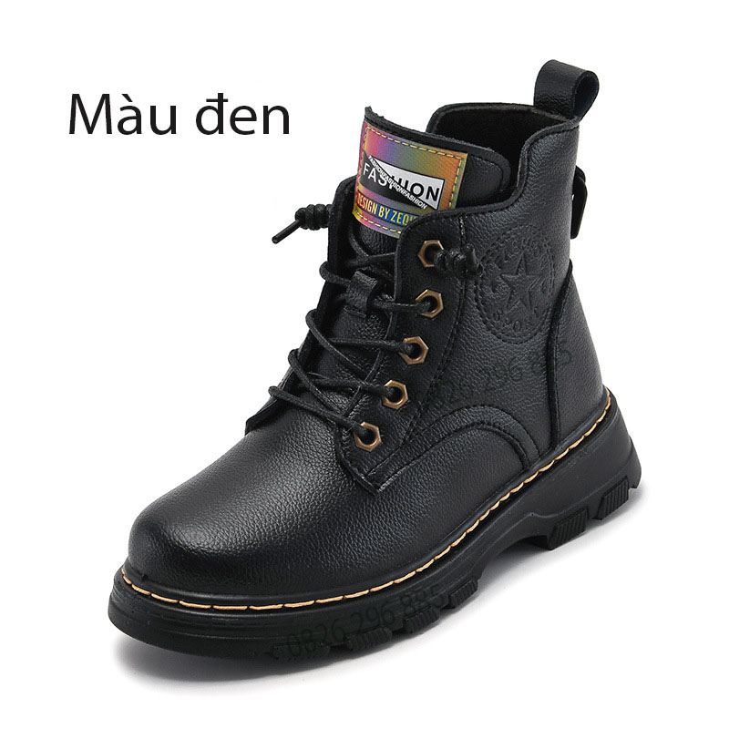 Giày cao cổ da thật cho học sinh tiểu học nam nữ, trung học, boot cao cổ cho học sinh phiên bản Hàn Quốc Mã  2067