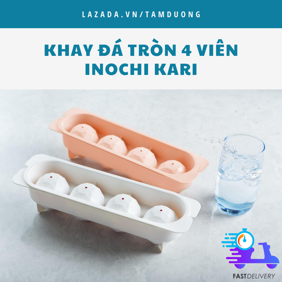Khay làm đá tròn Inochi 4 viên (có thể làm đá, làm thạch, trữ đồ ăn dặm) [HCM-Giao hoả tốc 2h]