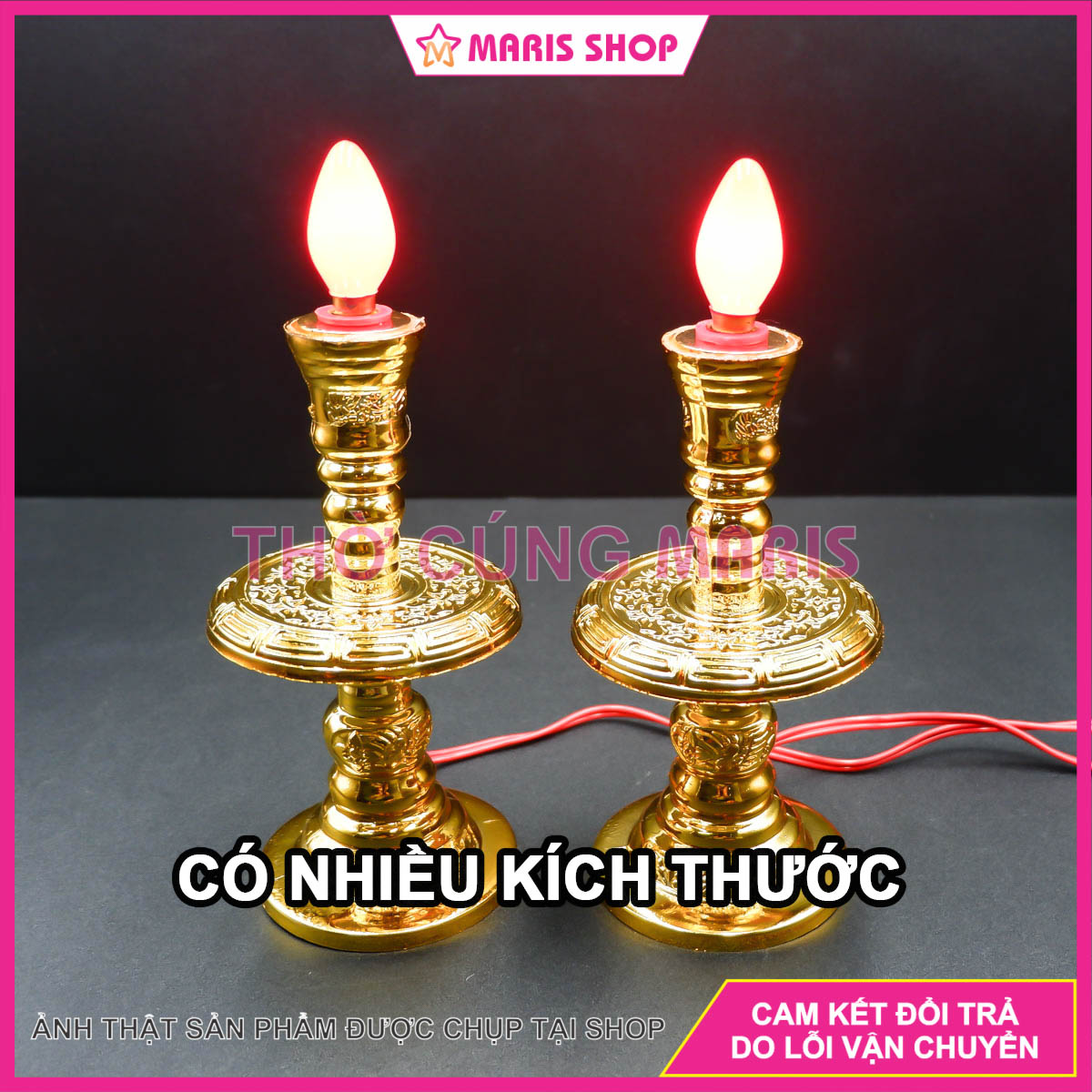 [GIÁ MỘT CẶP] Đèn thờ lư cầy kèm bóng đèn quả nhót để bàn thờ Ông Bà Gia Tiên, Đèn thờ lư đồng bằng nhựa