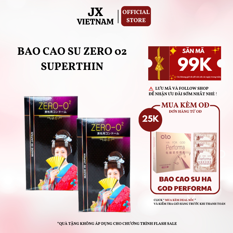 COMBO 2 HỘP BAO CAO SU ZERO O2 - Siêu Mỏng 002 -  Nhập Khẩu Nhật Bản - Hộp 12C TH STORE 01