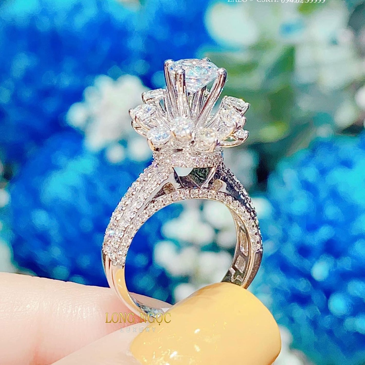 Nhẫn nữ đẹp, nhẫn nữ vàng trắng, nhẫn bạc Ý xi kim, nhẫn đá phale cao cấp, nhẫn kim cương sang trọng - Trang sức GADO NM09768 CAM KẾT KHÔNG ĐEN