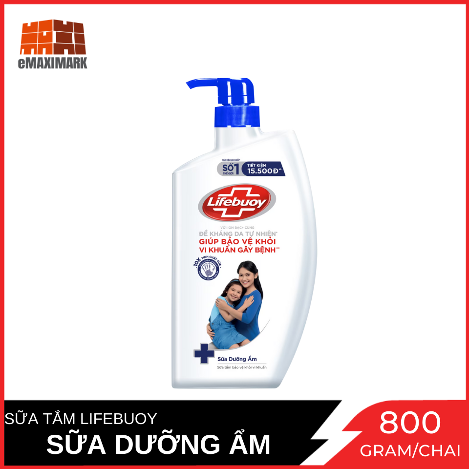 [HCM ship 2h] Sữa tăm Lifebuoy Ion bạc cùng với đề kháng da tự nhiên - chăm sóc da (Xanh) Chai 800ml