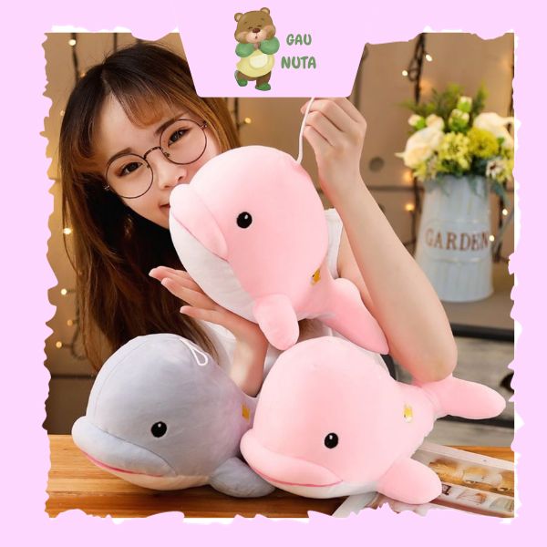 Gấu bông hình cá heo, thú nhồi bông hình cá heo nuta siêu đáng yêu size 30 cm