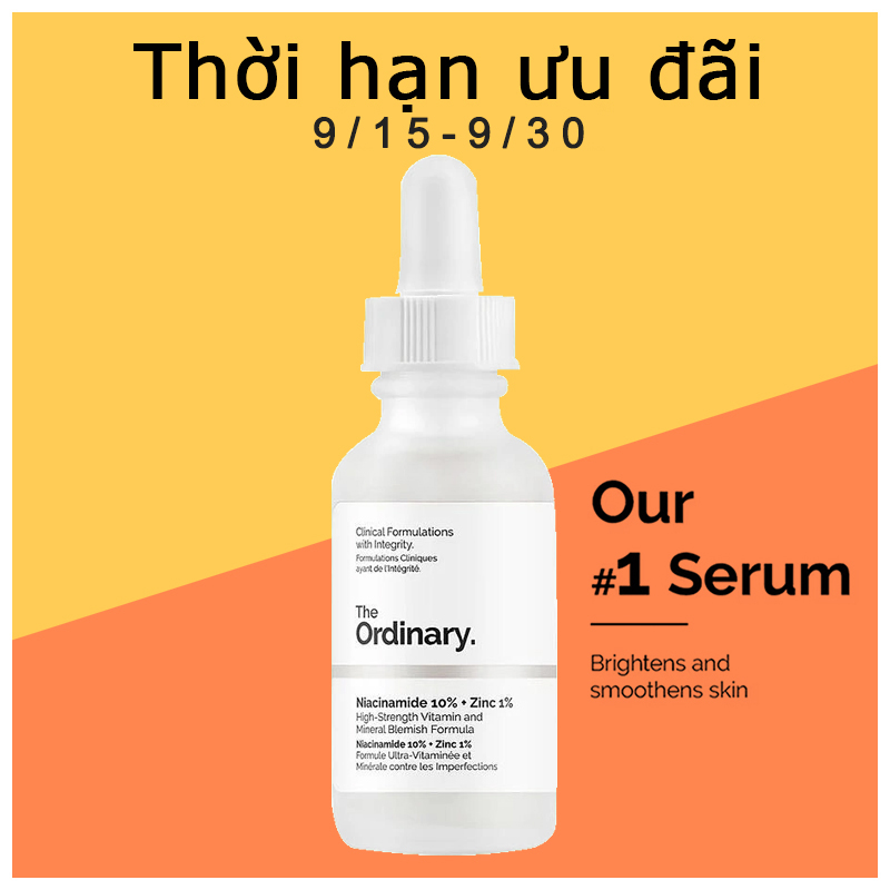 The Ordinary Niacinamide 10% + Kẽm 1% Kiểm Soát Dầu Lỗ Chân Lông Tối Thiểu 30ml