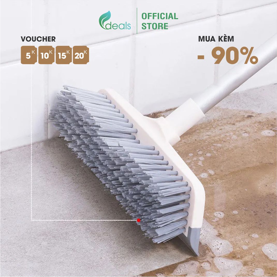 Cây chà sàn nhà tắm đa năng 2 trong 1 ecodeals - cọ sàn và gạt nước, cán tăng giảm chiều dài linh hoạt
