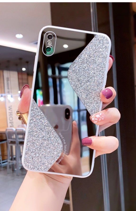 ỐP IPHONE MẶT KÍNH TRÁNG GƯƠNG PHỐI KIM TUYẾN full case 6/6s/6plus/7/8/7plus/8plus/x/xs/xsmax/11/11promax - h case