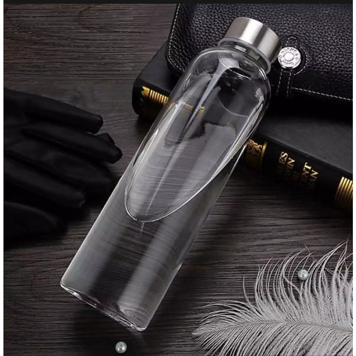 Combo 5 chai thủy tinh đựng nước 500ml - nắp thiếc vặn có dây treo