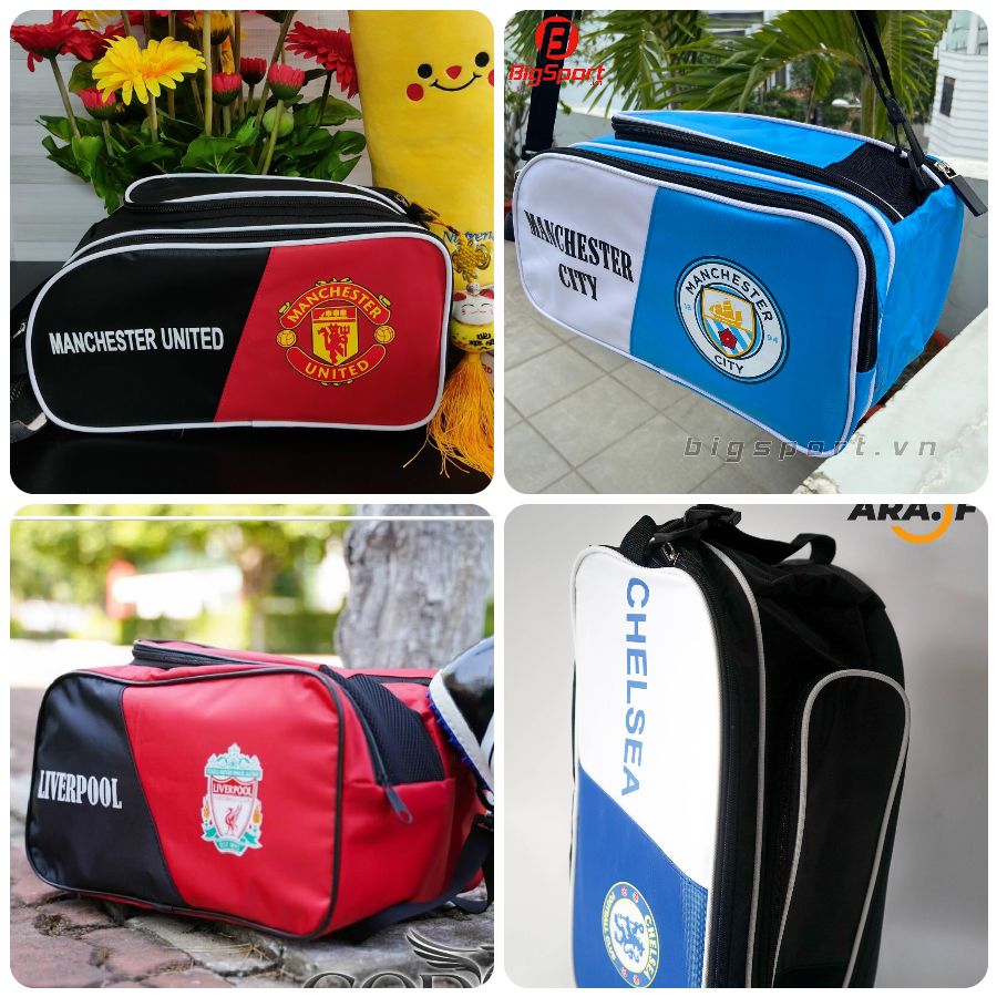 [Video - test ] Túi Đựng Giày Đá Bóng 2 Ngăn Câu Lạc Bộ, Túi Hai Ngăn Bóng Đá, Thể Thao, Đá Banh