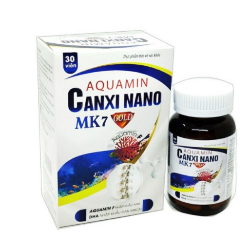 Viên uống bổ sung canxi - AQUAMIN CANXI NANO MK7 GOLD - Canxi từ tảo biển đỏ dùng an toàn cho mọi lứa tuổi