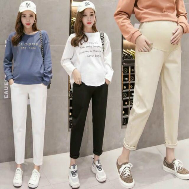 Quần bầu baggy ống rộng chất mềm mát cho mẹ bầu