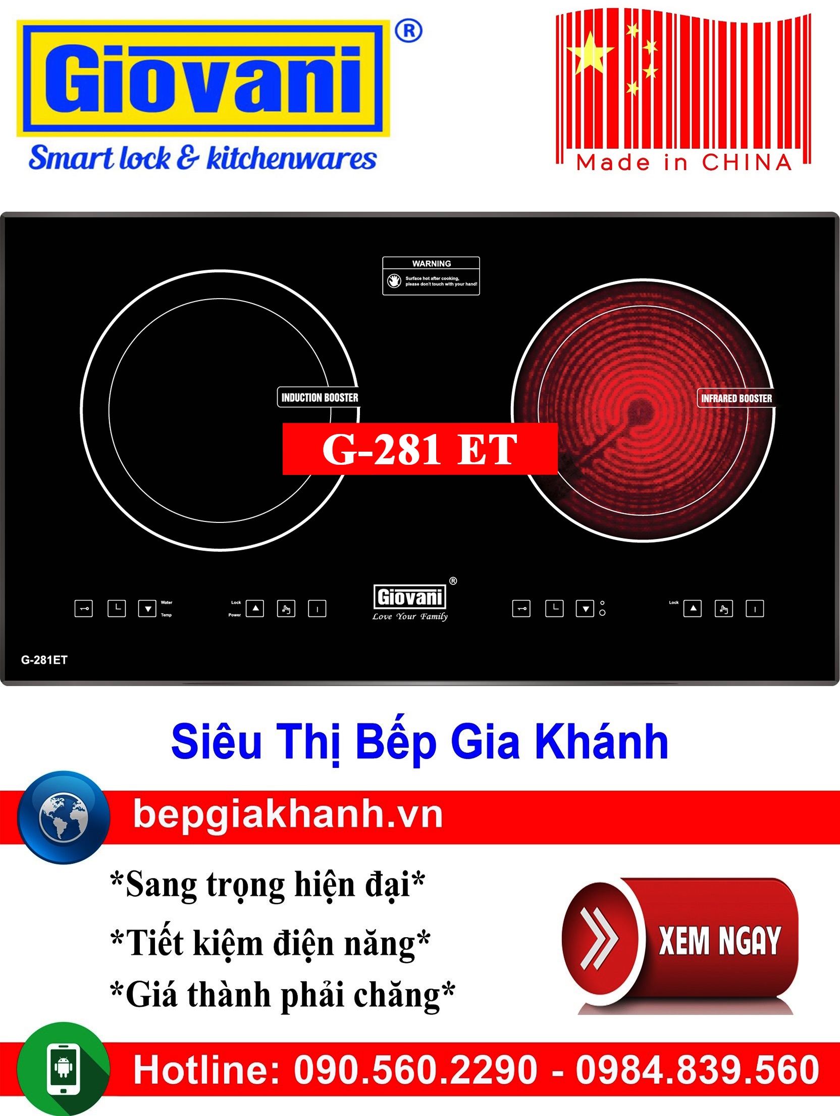 [HCM]Bếp điện từ đôi Giovani G-281 ET sản xuất Trung Quốc, bếp từ, bếp điện từ, bếp từ đôi, bếp điện từ đôi, bếp từ giá rẻ, bếp điện từ giá rẻ, bếp từ đơn, bep tu don, bep tu