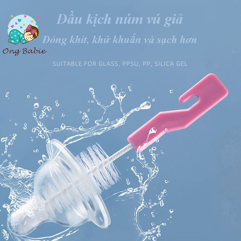 Bộ cọ rửa bình sữa núm ti 2 chi tiết siêu tiện lợi
