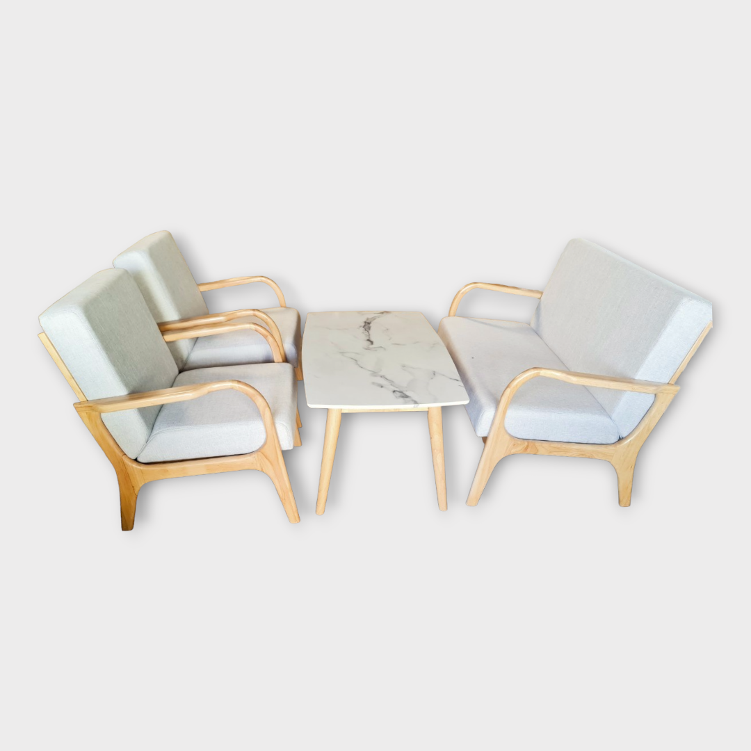 [Freeship] Bộ sofa gỗ IBIE Trim nệm mousse D40 bọc vải cao cấp, khung gỗ cao su, tùy chọn màu sắc, phong cách hiện đại, hàng loại 1 sơn PU 3 lớp chuẩn xuất khẩu Nhật/Hàn