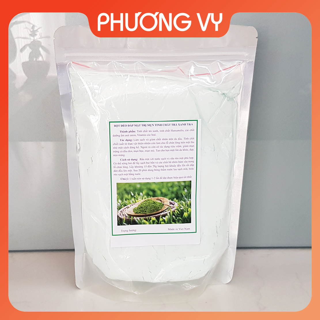 Bột dẻo tinh chất Trà Xanh, bột dẻo đắp mặt trà xanh dưỡng trắng da.