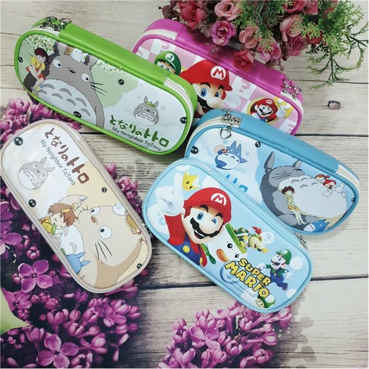 Hộp bút da PU hình Totoro và Mario