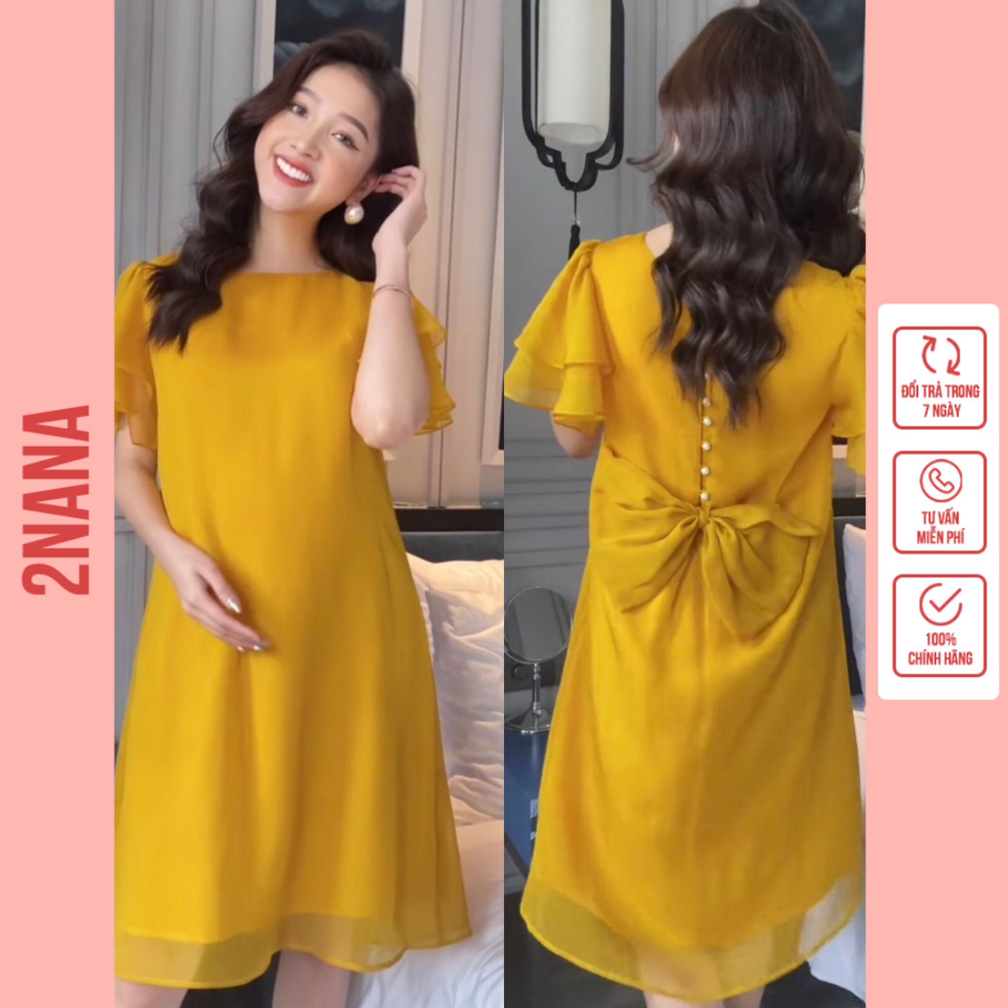 Váy bầu đẹp thiết kế eo chun - Đầm thiết kế cao cấp sau sinh