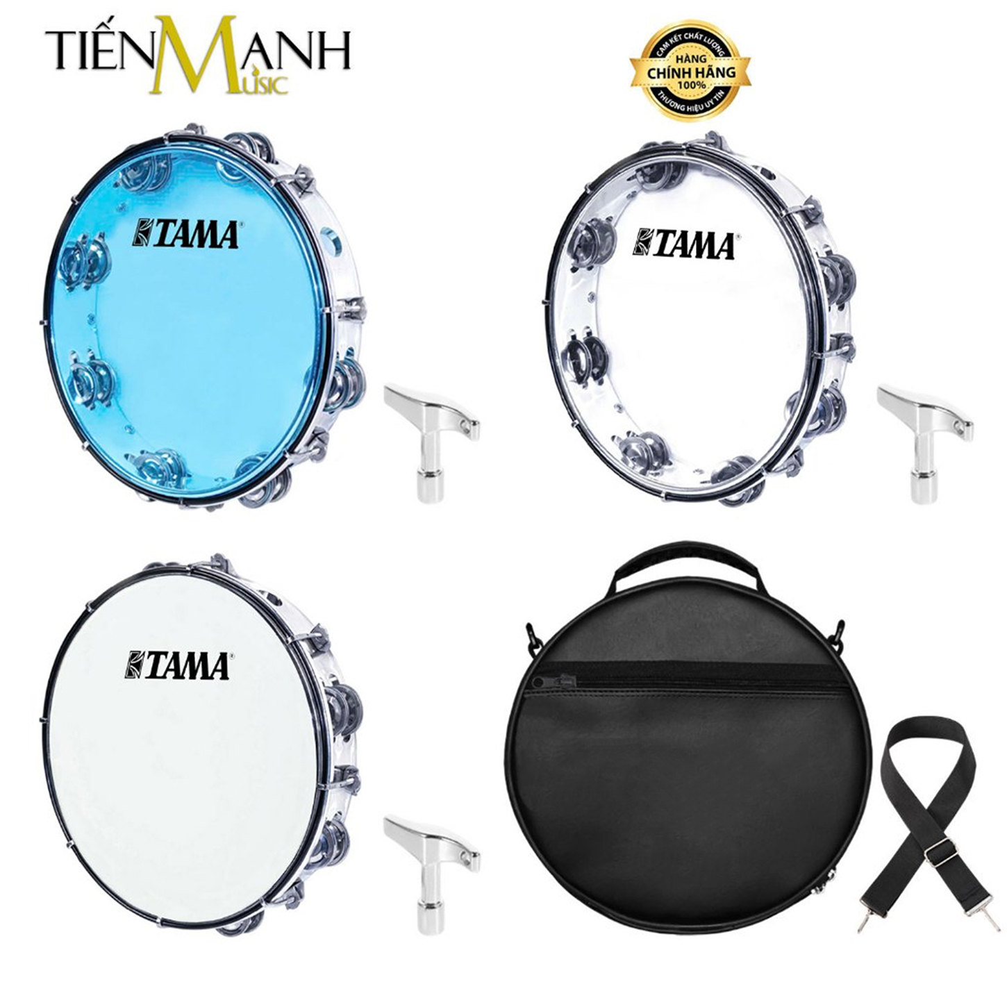   Tặng Khoá Loại Tốt  Trống Gõ Bo Lắc Tay Và Bao Đựng Lục Lạc Tambourine Tama Viền Đen Chơi Nhạc Chế Gõ Po Xipo 