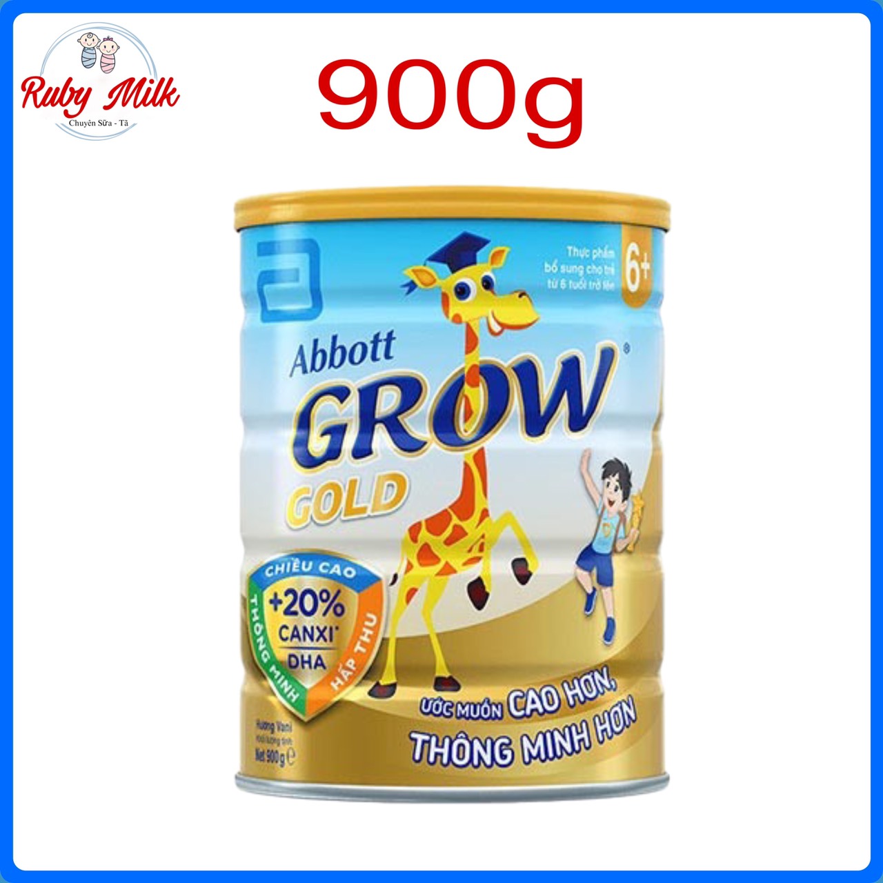Date 11.2024 Sữa bột Abbott Grow Gold 6+ Lon 900g Cho Bé Từ 6 Tuổi