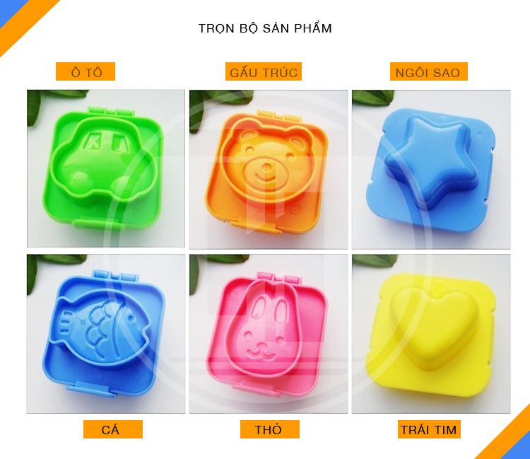 Set 6  khuôn làm cơm cho bé khuôn BENTO Nhật ,  khuôn làm bánh cho bé ăn dặm , khuôn cơm tạo hình thù ngộ nghĩnh, khuôn ép cơm giúp mẹ sáng tạo bữa ăn ngon cho bé yêu