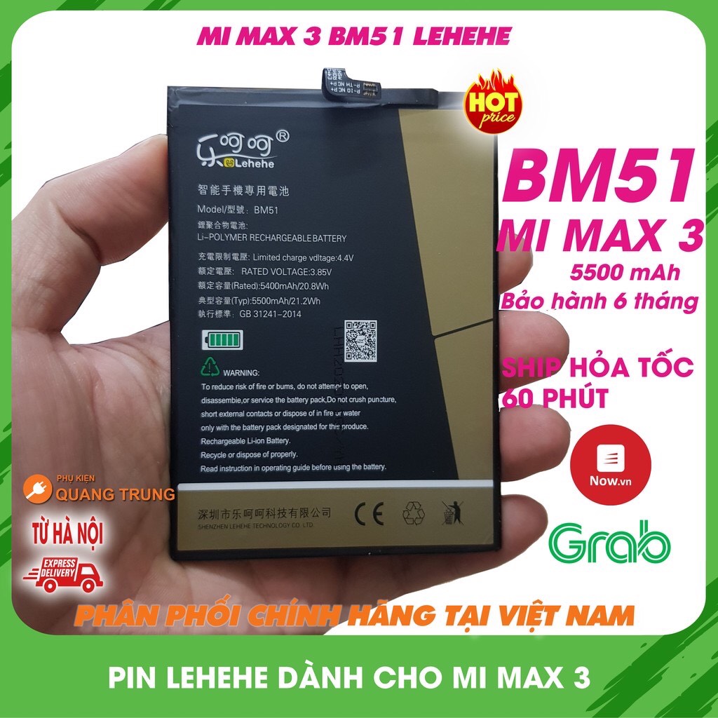 Pin Xiaomi Mimax3 BM51 chính hãng lehehe,bảo hành 6 tháng Chưa Có Đánh Giá