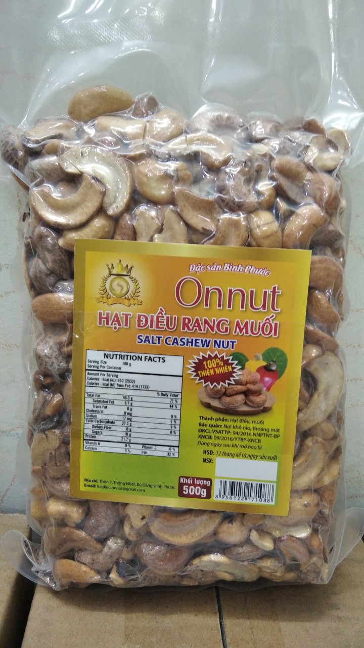 Túi hút chân không 500gr Hạt điều rang muôi vỡ Bình Phước chất hạt A+