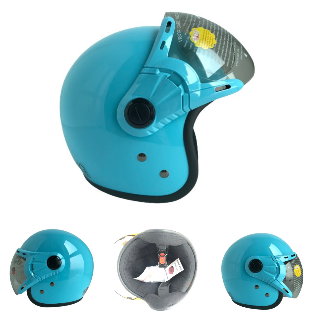 Mũ bảo hiểm trùm 3/4 đầu kính chống lóa cao cấp - grs a368k xanh nhạt - vòng đầu 56-58cm - hàng chính hãng - bảo hành 12 tháng.