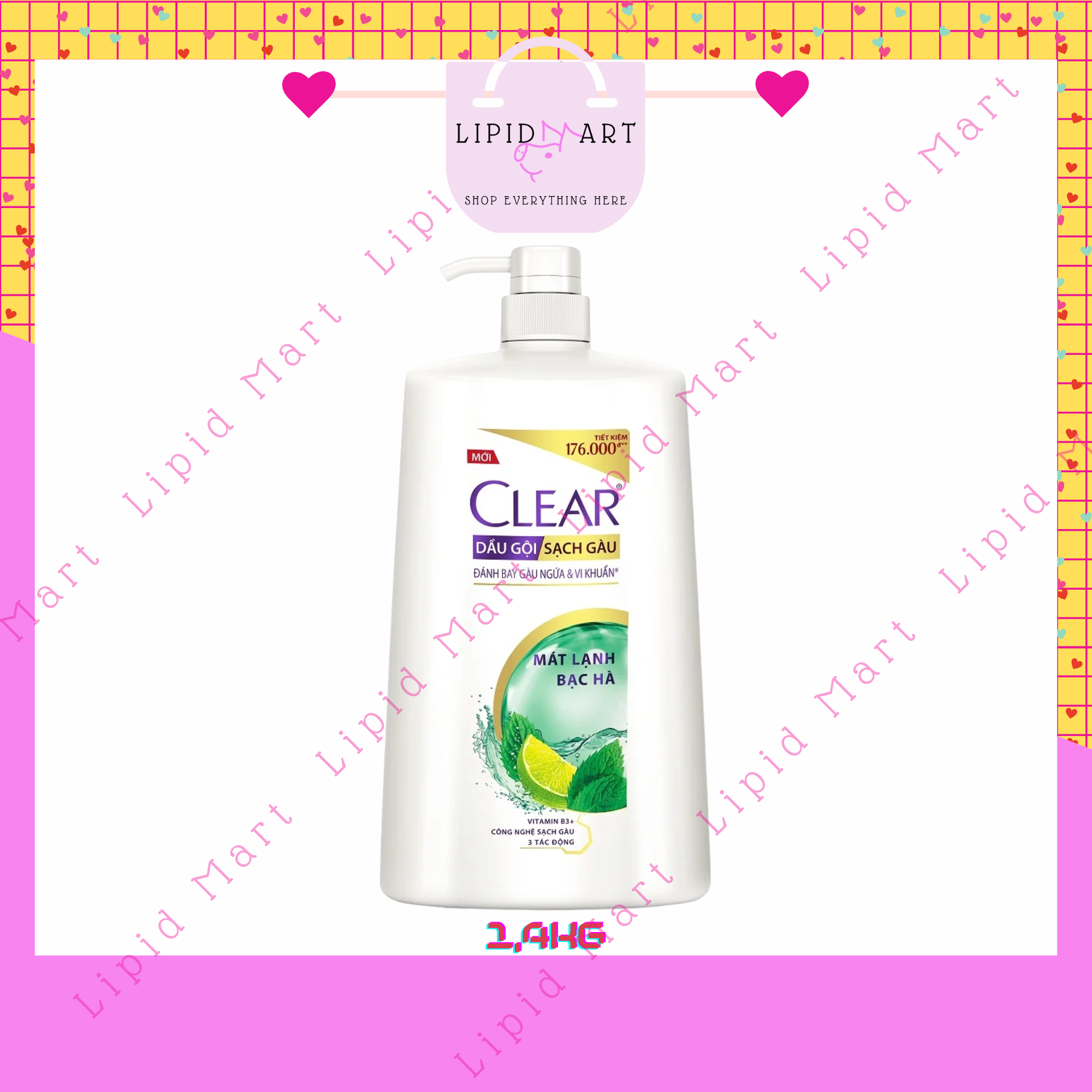 Dầu gội Clear bạc hà mát lạnh sạch gàu 1.4kg