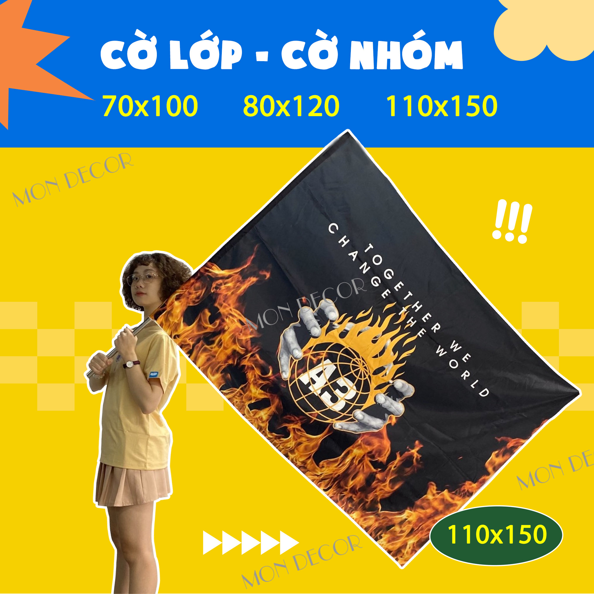 Cờ lớp in theo yêu cầu, in cờ nhóm, cờ câu lạc bộ, băng rôn backdrop, phông dã ngoại, team bullding theo yêu cầu