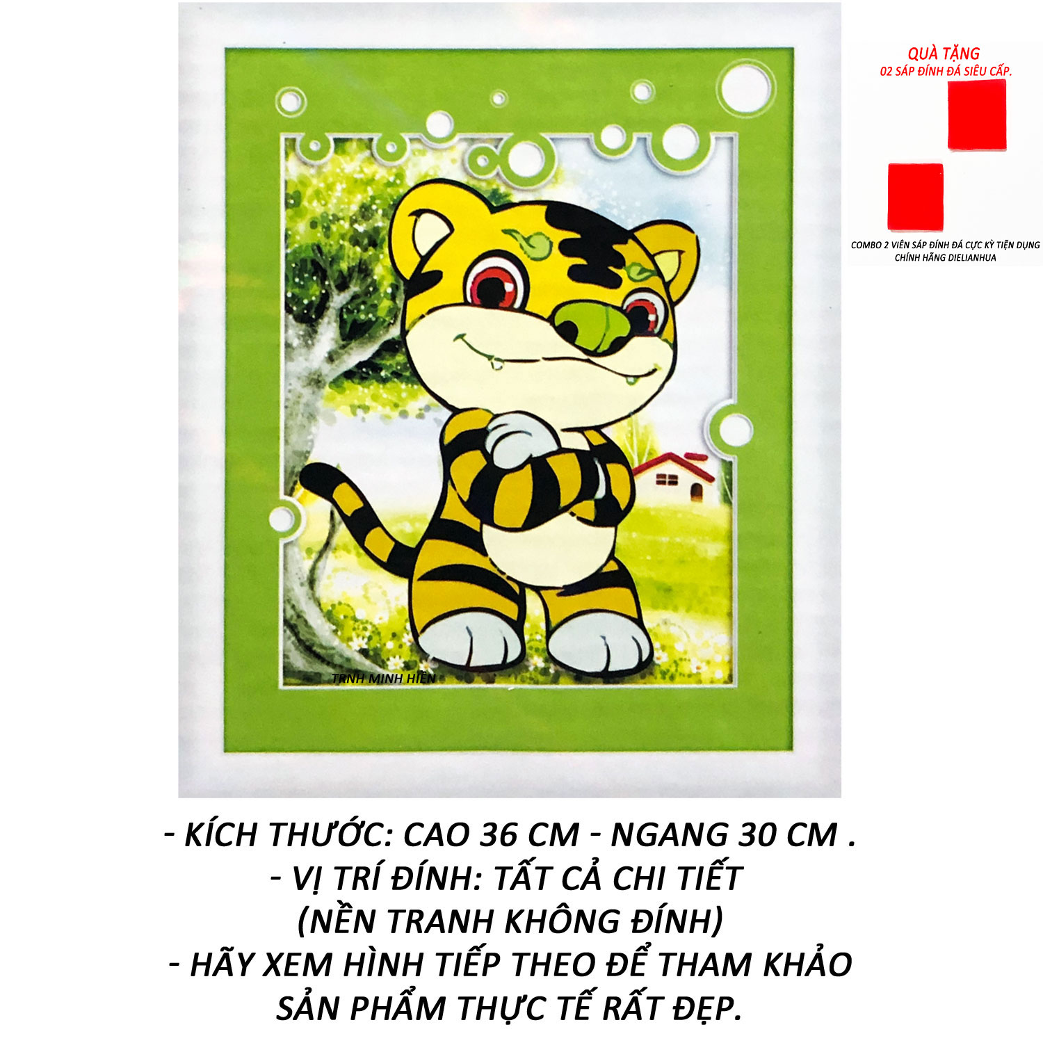 Tranh Đính Đá 5D - Cọp Con Đáng Yêu 18 (Kèm Quà Tặng) - Tranh Minh Hiền (TỰ ĐÍNH ĐÁ)