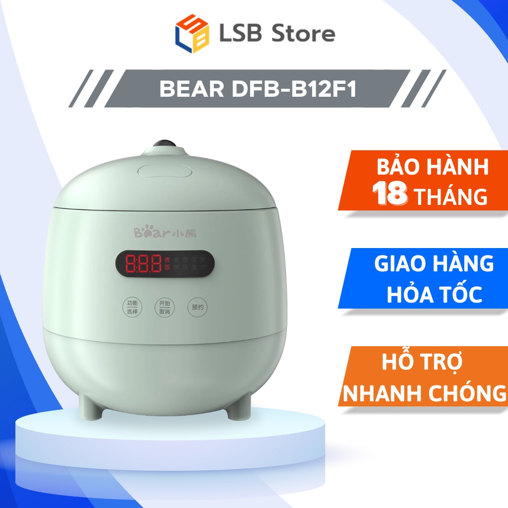 Nồi cơm điện mini đa năng 1.2l bear dfb-b12f1 | hàng chính hãng | bảo hành 18 tháng | lsb store