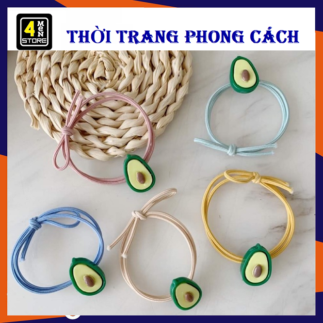 ⚡ dây thun cột tóc đính hình trái bơ, style hàn quốc - dây cột tóc buộc tóc hình trái bơ siêu xinh cho bạn nữ ⚡