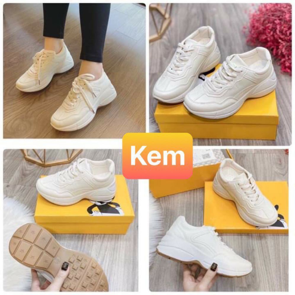 Giày thể thao nữ đế nâu cao 3p