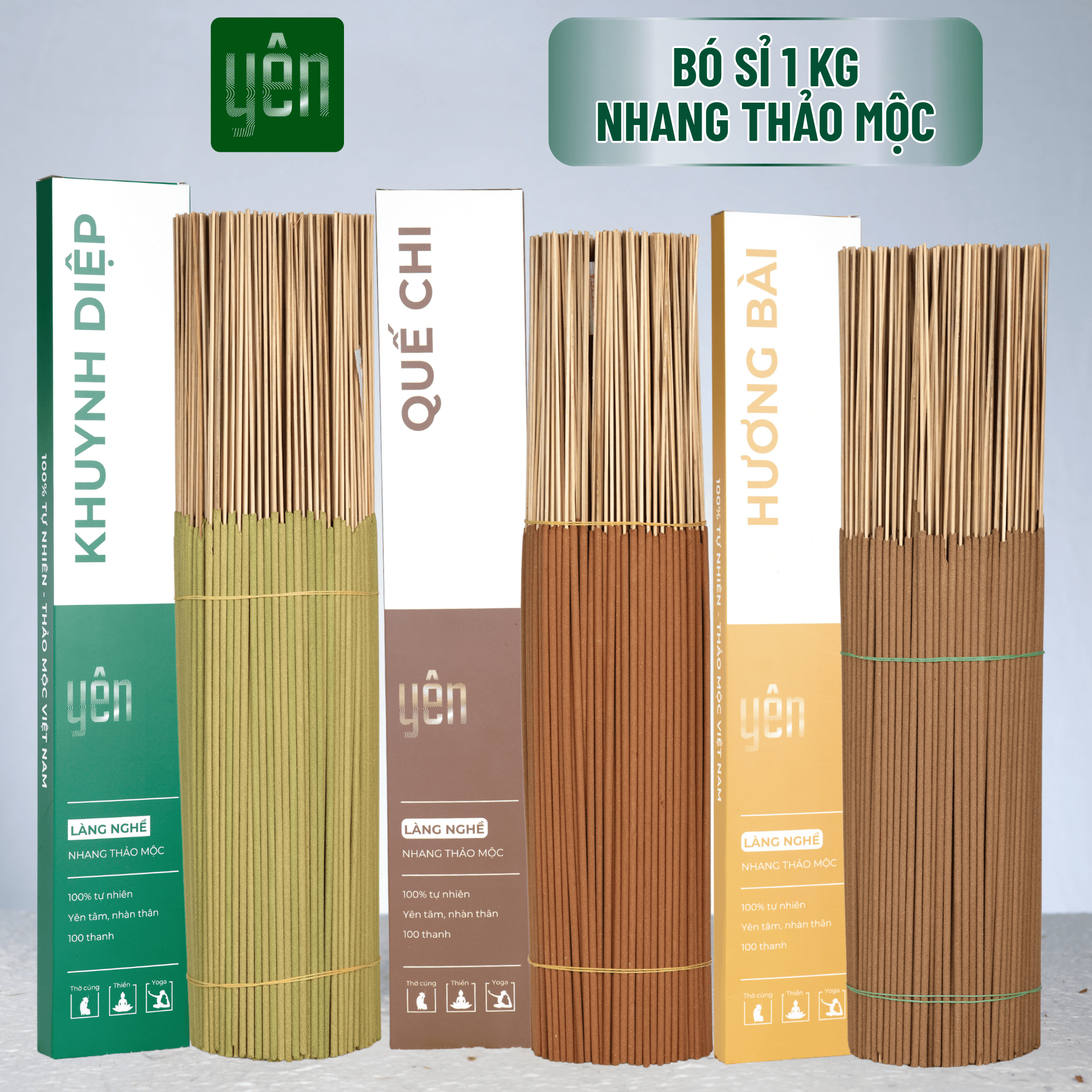  Nhang Thảo Mộc 1kg Giá Sỉ Quế Khuynh Diệp Hương Bài Loại 23-30-40cm 800-700-500 Thanh Yên Tự Nhiên 