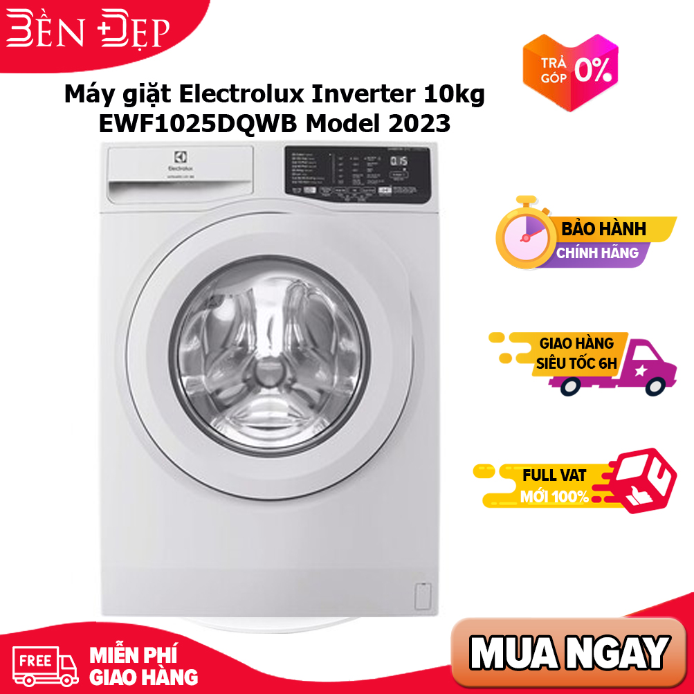 Máy giặt electrolux inverter 10 kg ewf1025dqwb model 2023