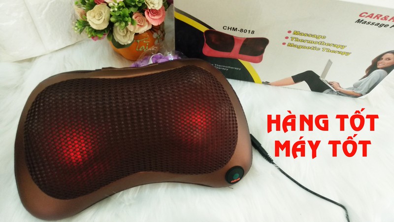 [MIỄN PHÍ VẬN CHUYỂN]  Đèn Tim Hồng Ngoại - Gối massage hồng ngoại 8 bi cao cấp thư giản, giảm đau, ngủ ngon