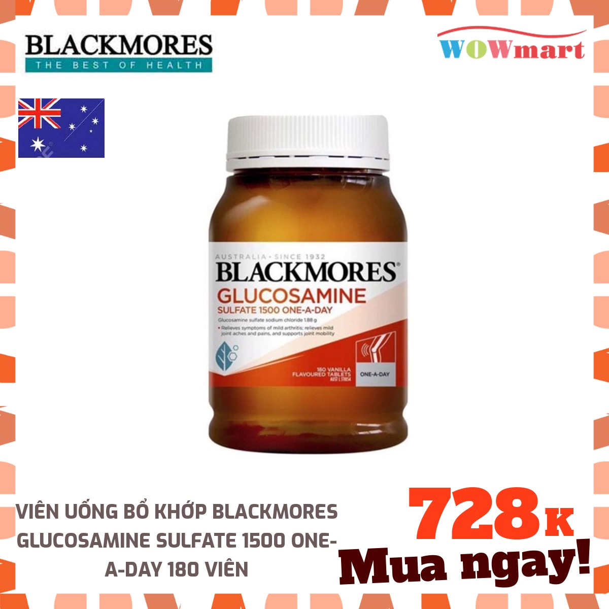 [HCM]Viên uống bổ khớp Blackmores Glucosamine Sulfate 1500 One-A-Day 180 viên - [ÚC]