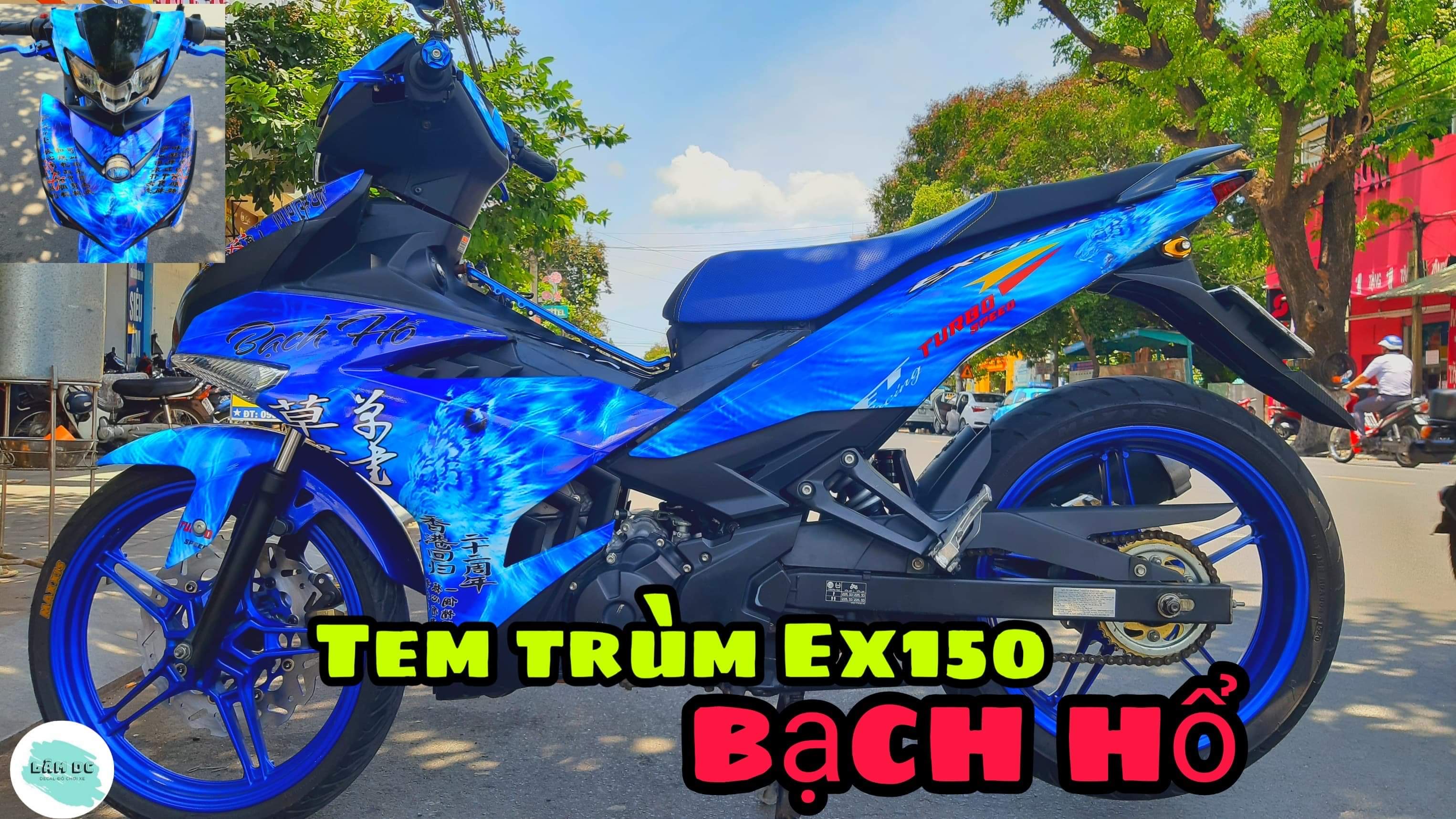 TEM TRÙM EX150 BẠCH HỔ XANH GP