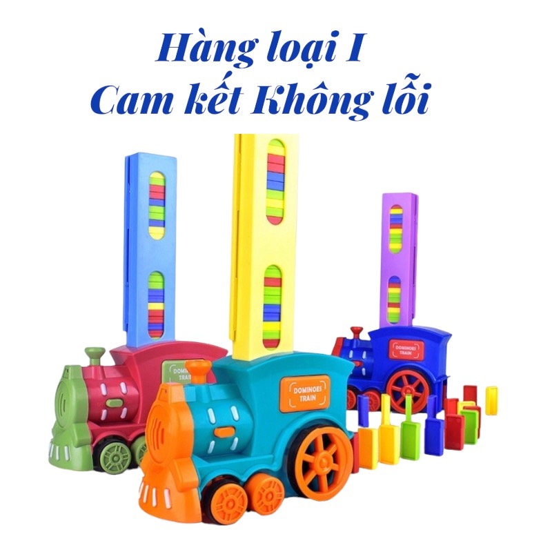 Đồ chơi xe lửa thả domino - tàu hỏa xếp domino cho trẻ em tặng kèm pin