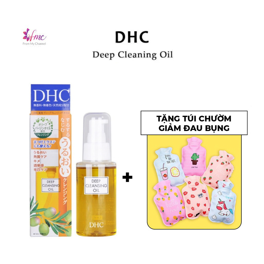 [MUA 1 TẶNG 1] Dầu tẩy trang DHC Olive Deep Cleansing Oil lấy sạch bụi bẩn dầu thừa - phù hợp mọi loại da 70ml + Tặng 1 túi chườm giảm đau bụng